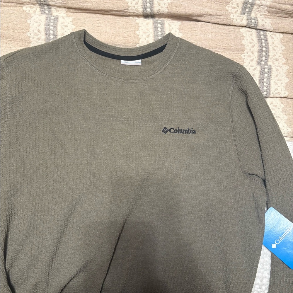 Columbia Pine Peak II Waffle Long Sleeve Crew in Olive